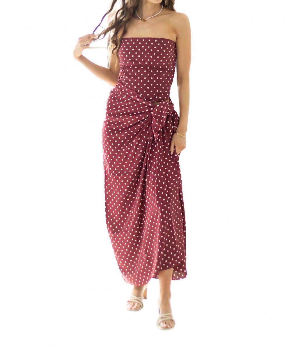 NEW JULA pareo dot port wrap skirt in red